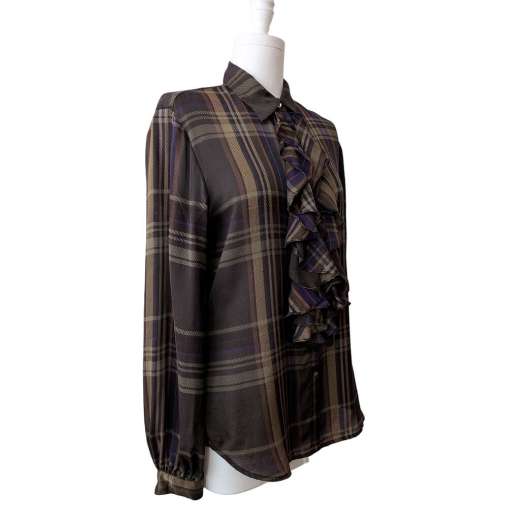 Lauren Ralph Lauren Vintage Silk Plaid Button Down Blouse - Picture 5 of 12
